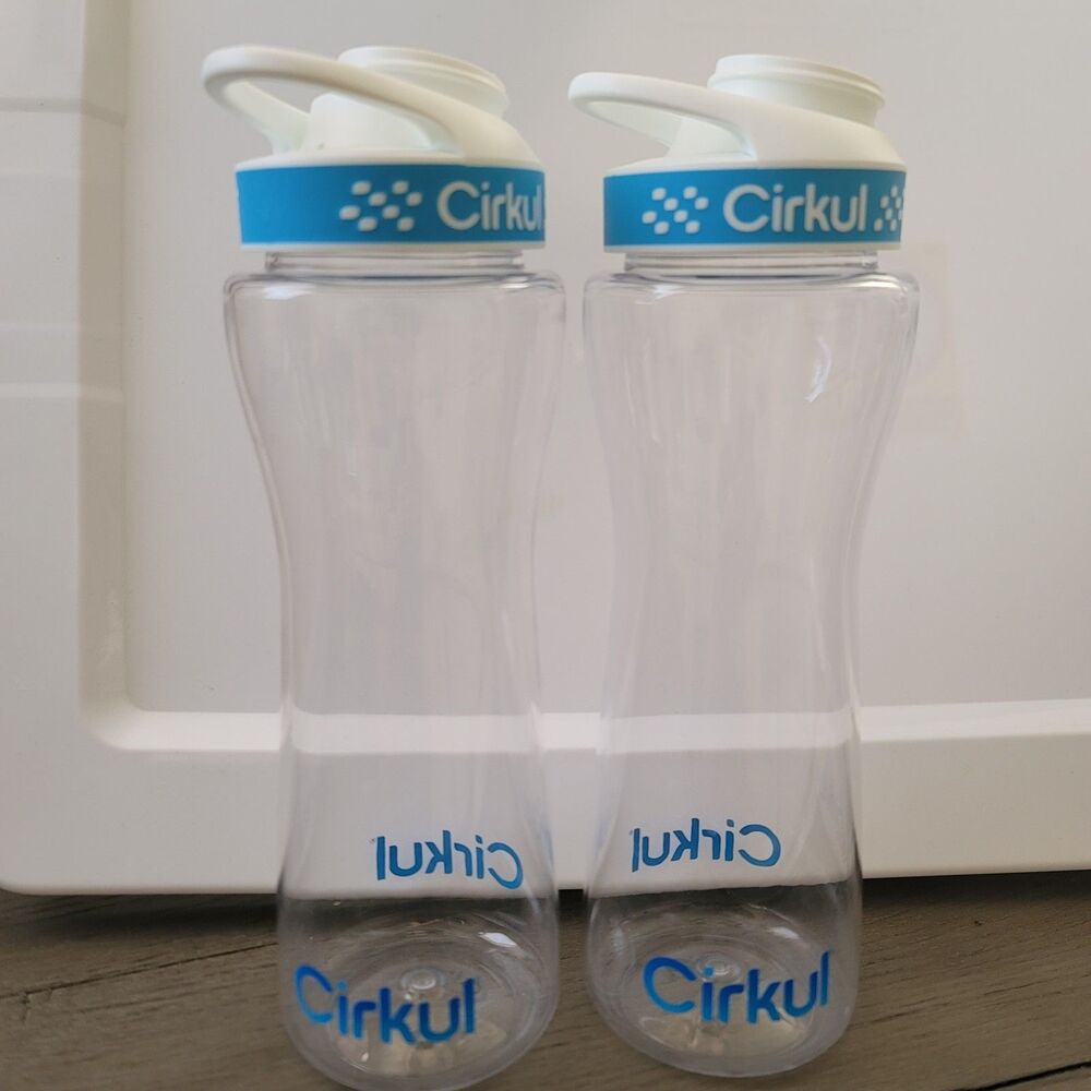 2 Cirkul Water Bottle 22oz Clear Blue Plastic Bottle & Lid Drink